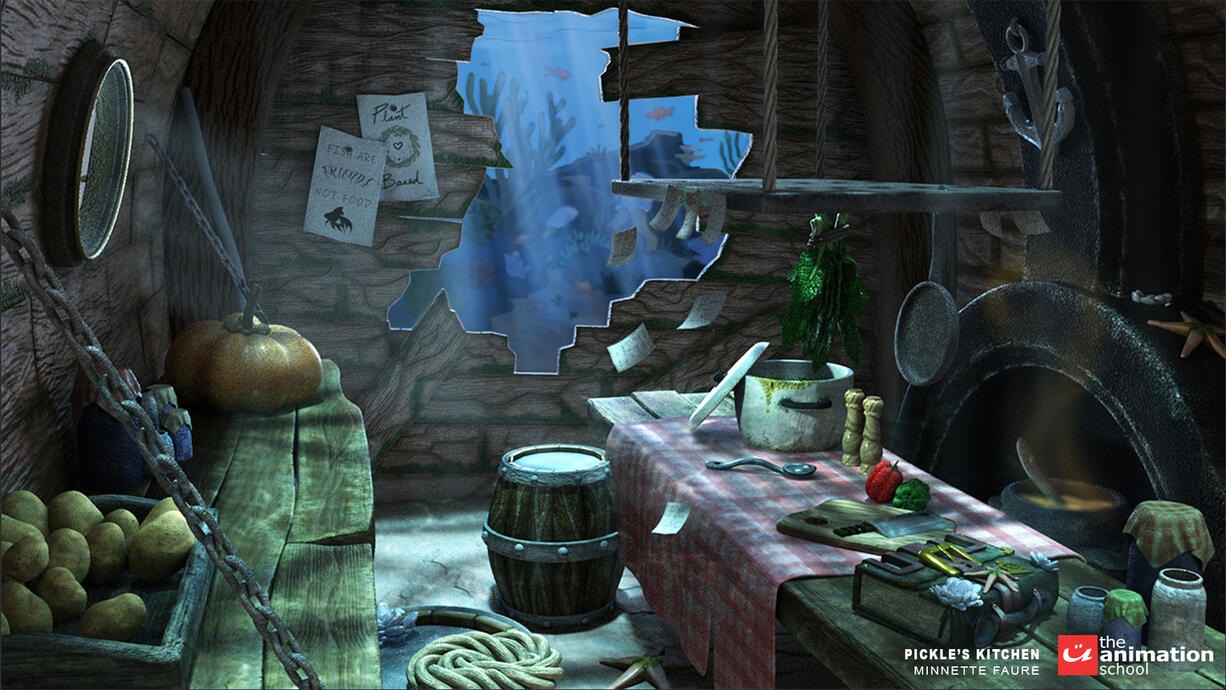 Underwater kitchen render